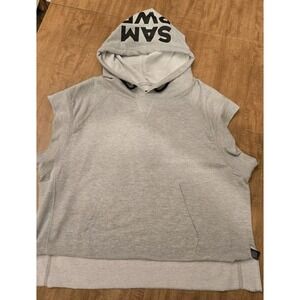 Sam Edelman Logo Cropped Sweatshirt Hoodie Gray Large L EUC